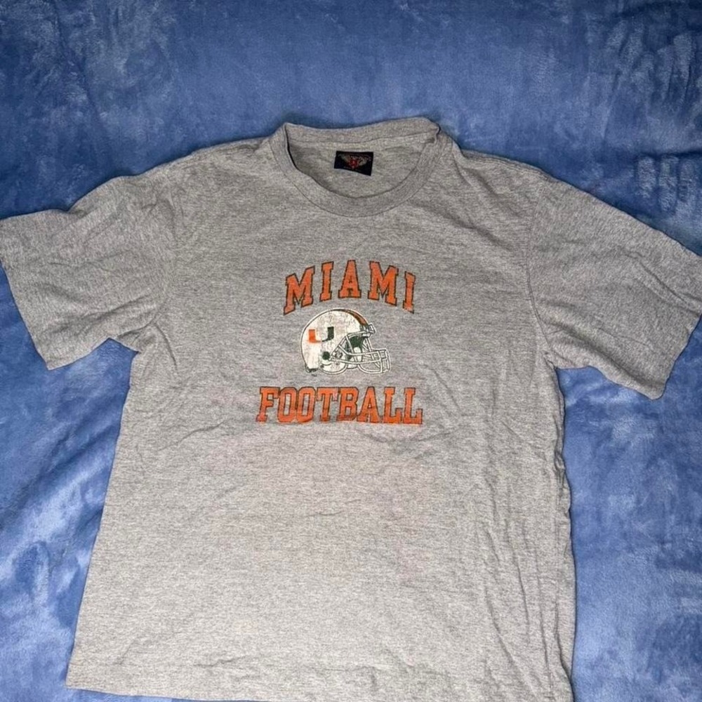 vintage gray Miami Hurricanes football T-shirt, m from the 1990s men size‎ s